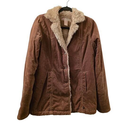 Vtg Y2K Abercrombie & Fitch Penny Lane Faux Sherpa Lined Jacket Sz M Brown - Picture 1 of 10